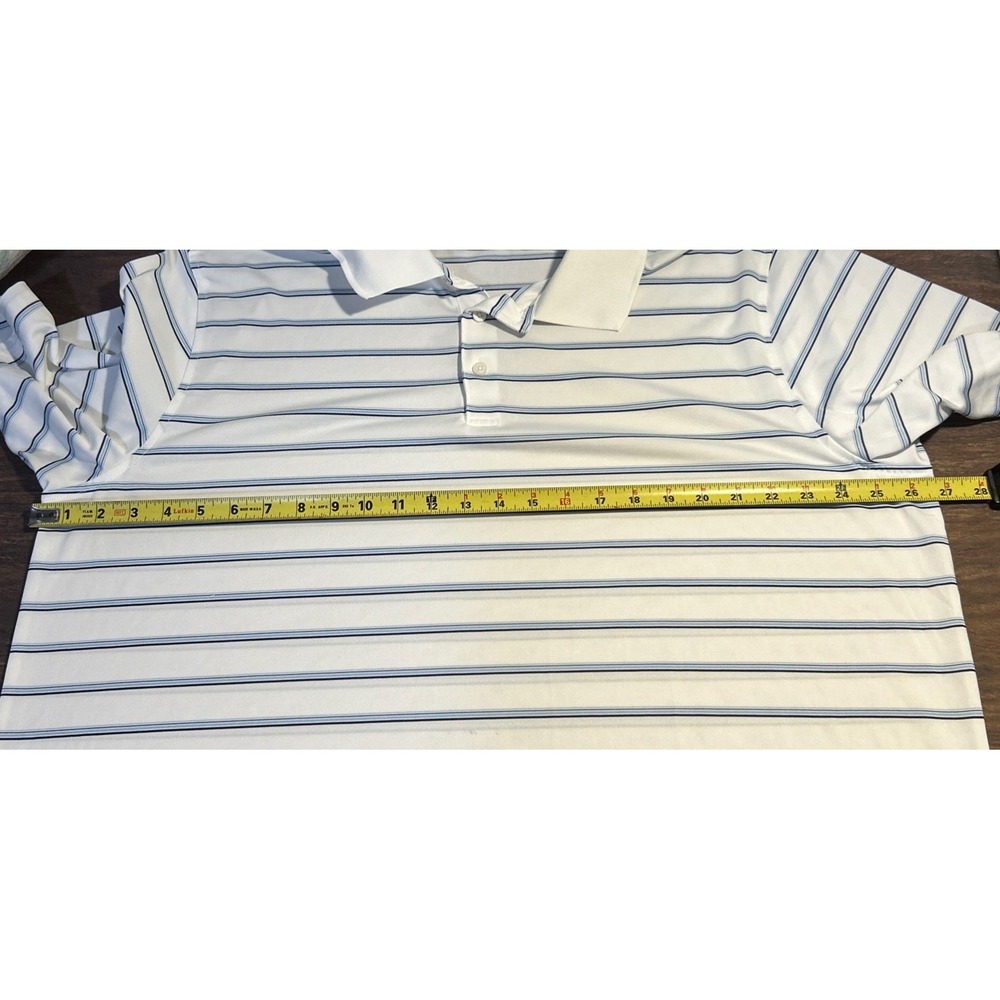 Walter Hagen Polo Golf Shirt Men's XXL 11 Majors Short Sleeve White Blue Stripe - Picture 4 of 9